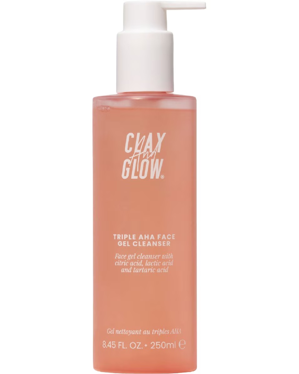 CLAY AND GLOW ΤΡΙΠΛΟ ΚΑΘΑΡΙΣΤΙΚΟ ΤΖΕΛ ΚΑΘΑΡΙΣΜΟΥ AHA ΜΕ ΦΡΑΟΥΛΑ ΚΑΙ ΖΕΛΕ