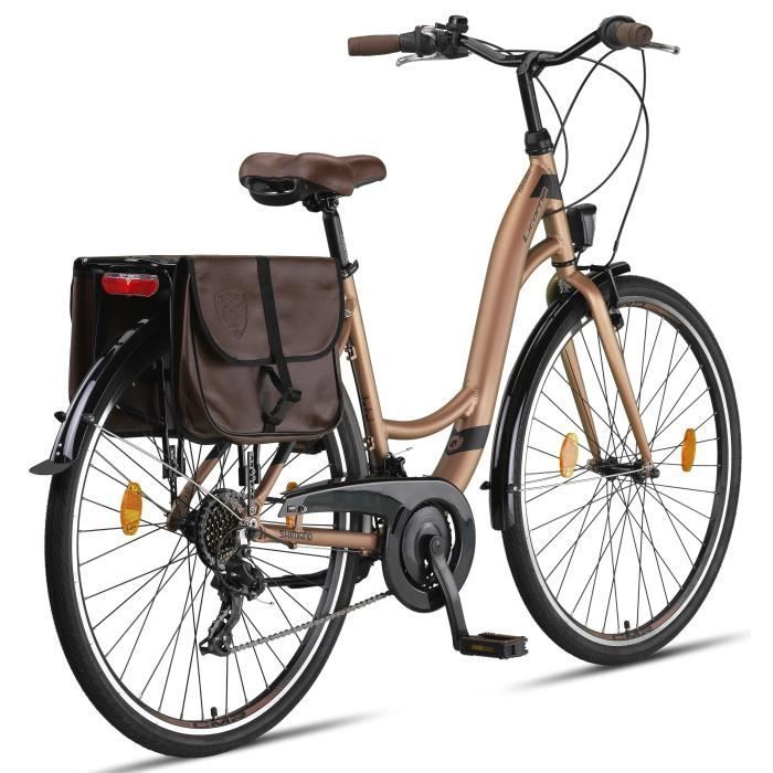 Vélo de ville pour femme - MARQUE - 26-28 pouces - Cadre en aluminium - 21 vitesses - Sans suspension