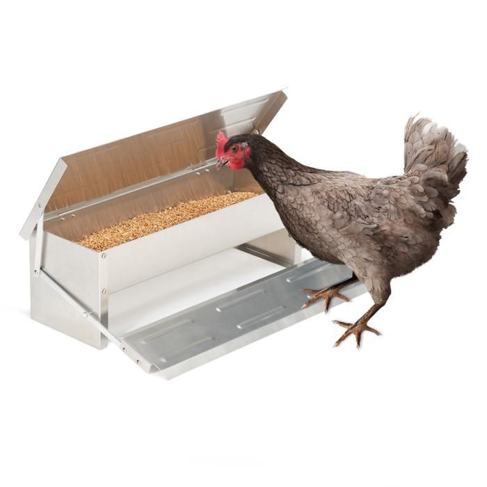 Comedero para pollos IDMARKET XL, dispensador automático de acero accionado por pedal, 5 kg
