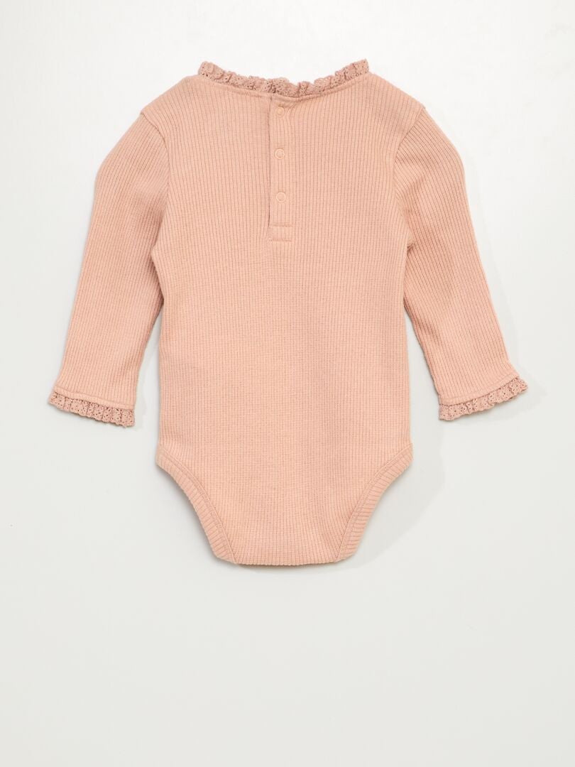 Body de malha canelada - rosa