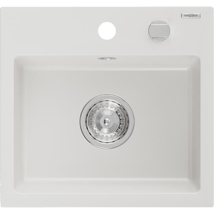 Mexen Milo Einzelbecken-Granitspüle, 435 x 410 mm, Weiß - 6505441000-20
