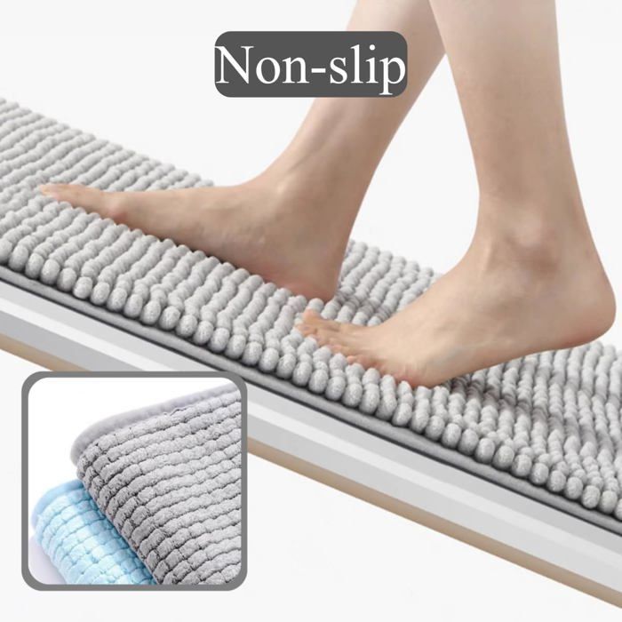 Alfombrilla de baño de chenilla suave - Absorbente y antideslizante - Alfombra de baño mullida, lavable a máquina - Etiqueta gris