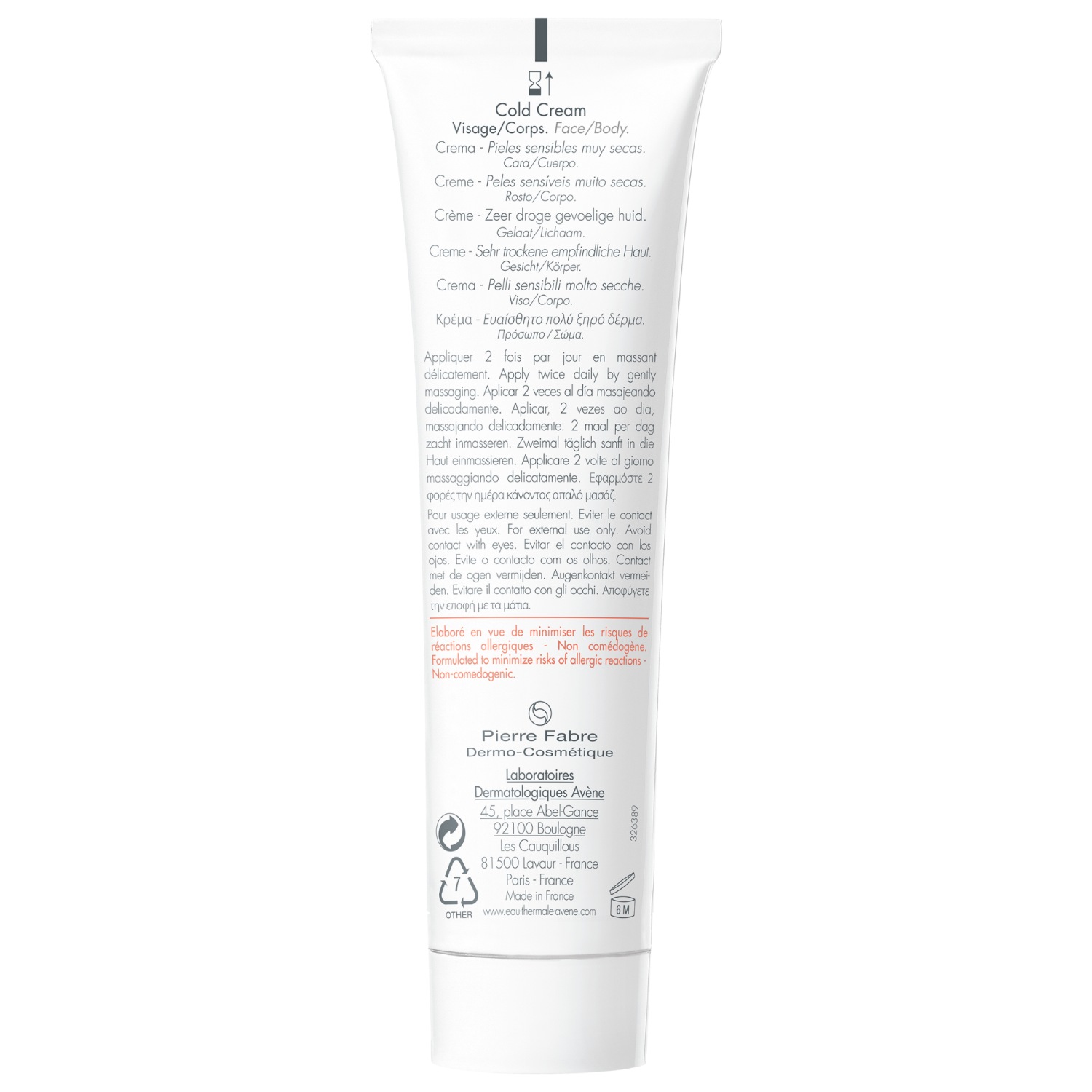 Crème visage Avène Cold Cream - 40 ml