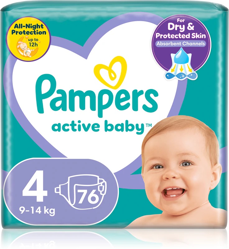 Pampers Active Baby vienreizējās lietošanas autiņbiksītes, 4. izmērs