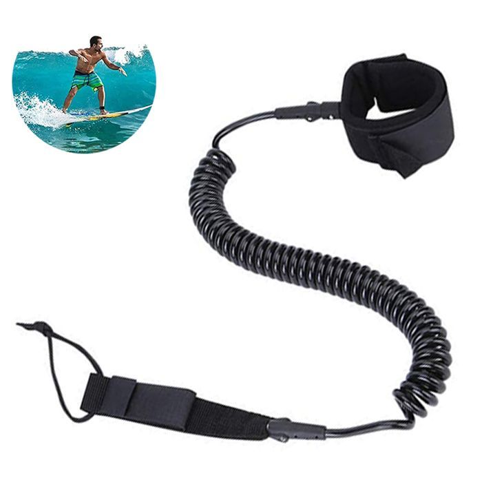 Laisse de SUP - OKUMGGYJ - Enroulée - Polyuréthane ultra-résistant - 65 cm à 240 cm - Couleur noire