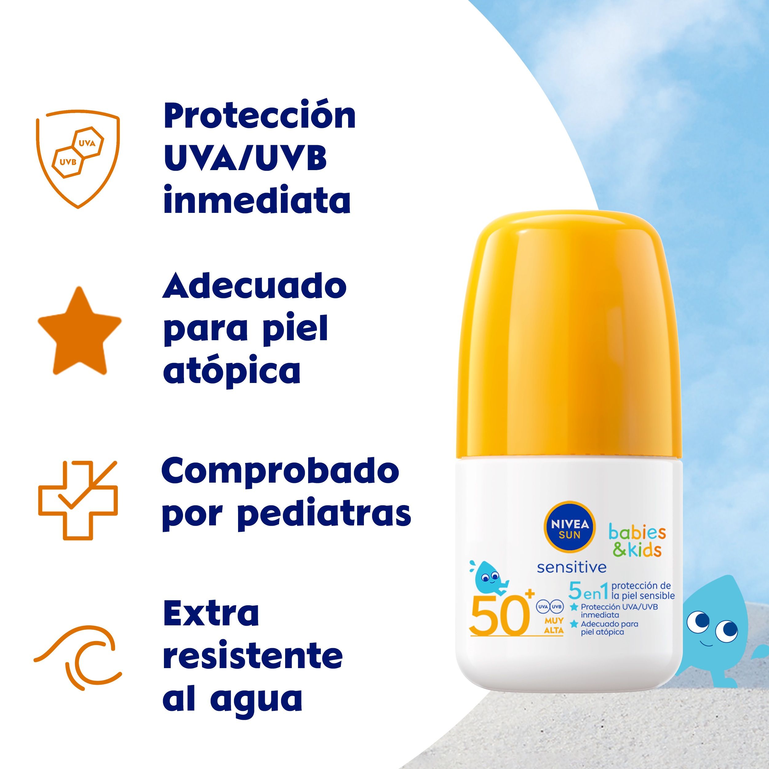 SUN kūdikiams ir vaikams jautriai odai skirtas rutulinis kremas su SPF50 Vaikų apsauga