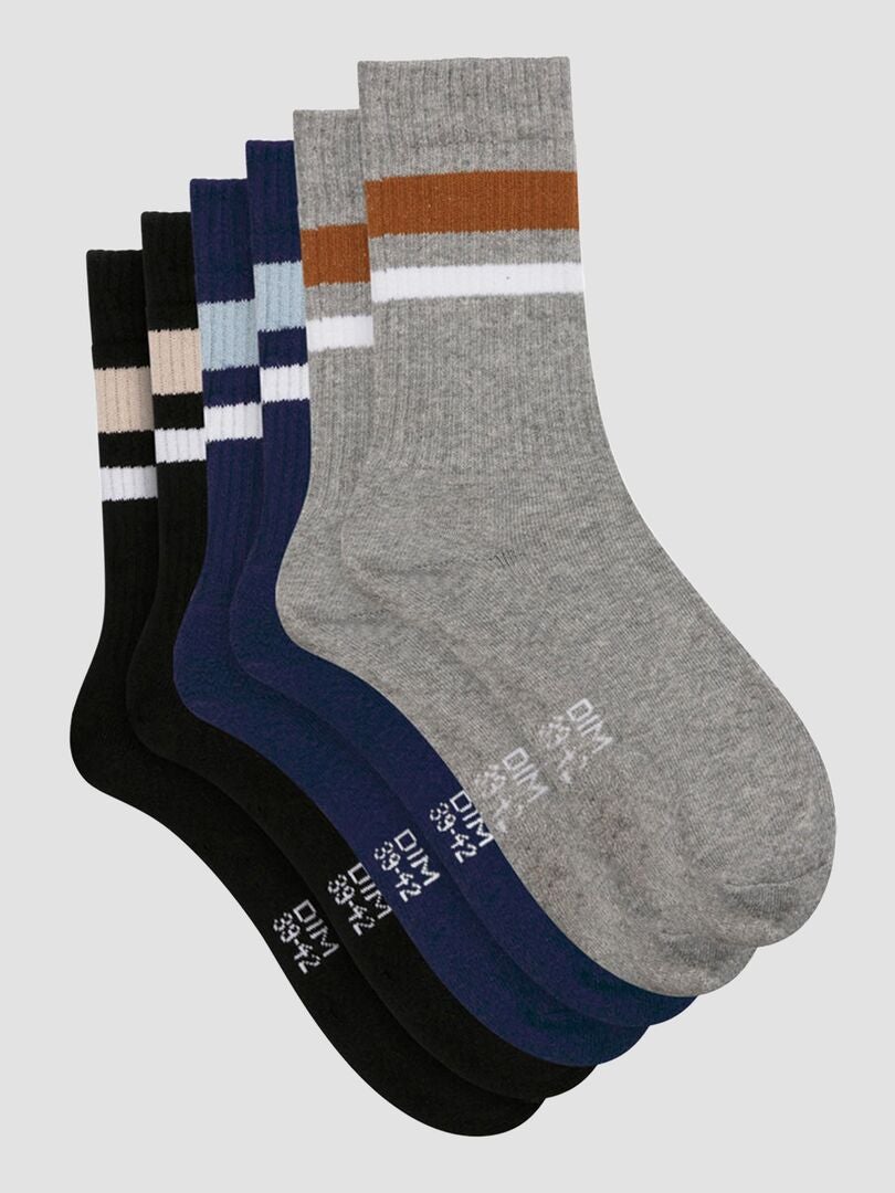 Conjunto de 3 pares de meias 'DIM' - CINZA