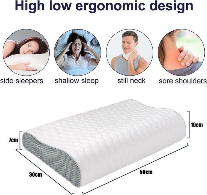 Almohada cervical de espuma viscoelástica, cómodas almohadas ergonómicas en forma de arco, almohada ortopédica para dormir.