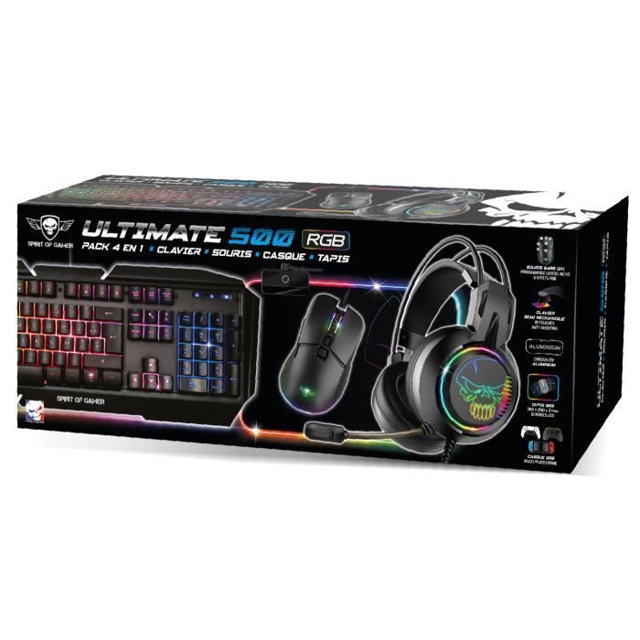 Pack de périphériques gaming - Spirit Of Gamer - PRO-MK500 - Souris RGB - Clavier RGB - Tapis souris RGB