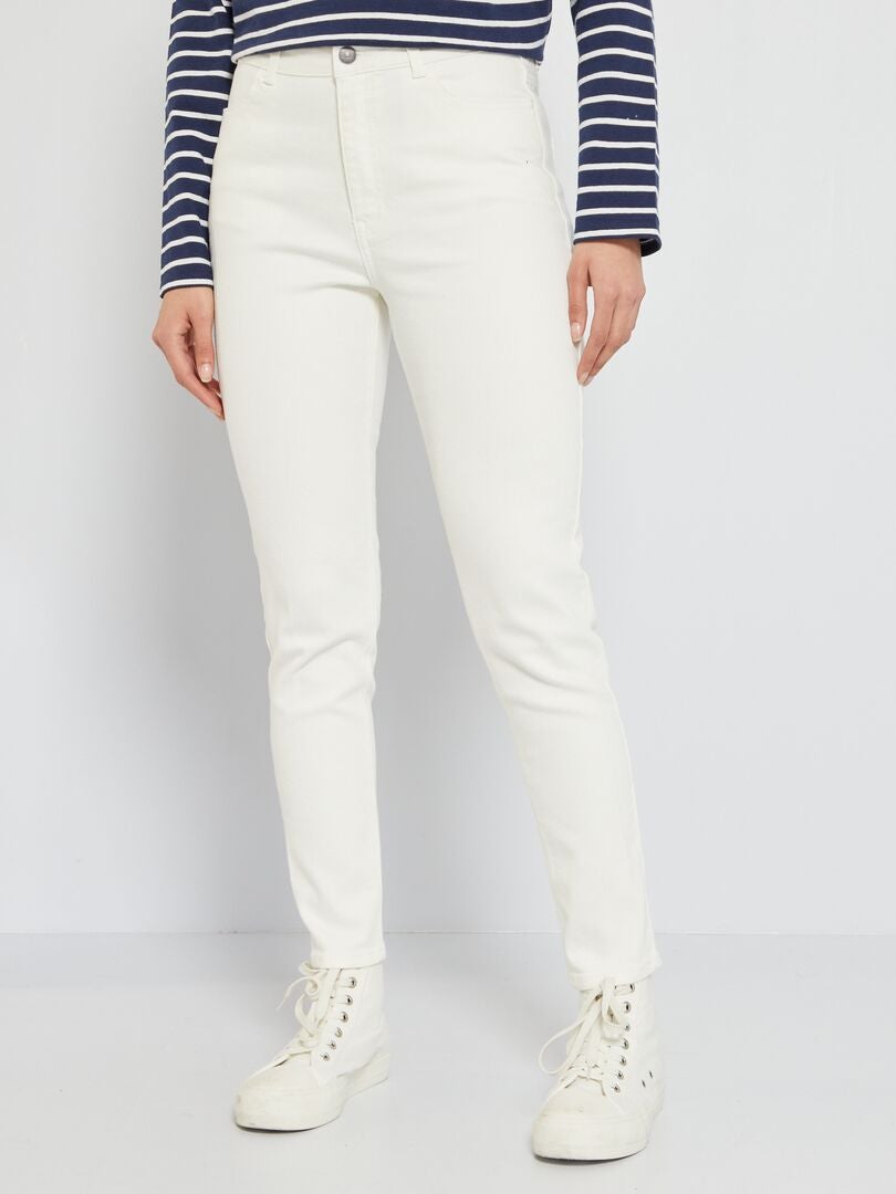 Jeansy slim stretch - 32L - BIAŁE