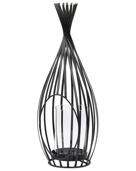 Lampion świecznik 38cm metalowy czarny