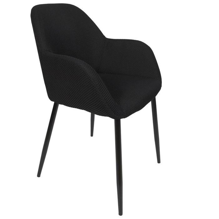 Set of 2 black 3D textured mesh fabric dining chairs - ELECTRON