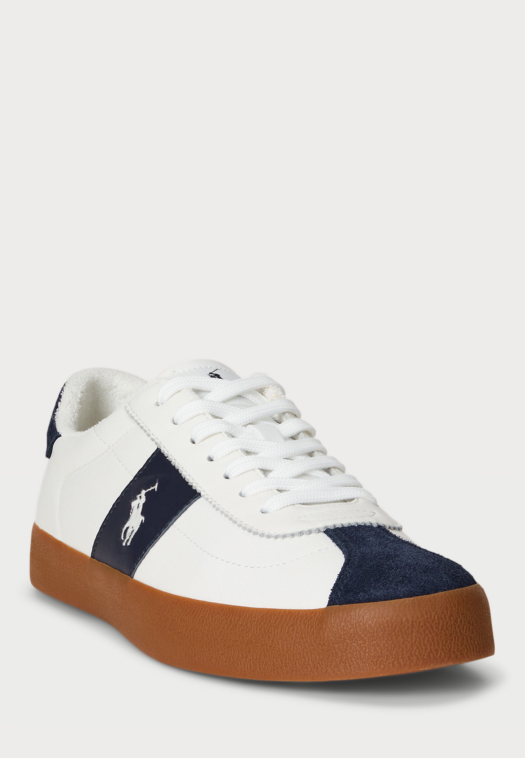 Polo Ralph Lauren COURT VULC LEATHER-SUEDE SNEAKER UNISEX - Sneakers - deckwash wit/marineblauw