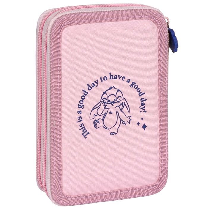 DISNEY Stitch Trousse scolaire à deux compartiments AVEC ÉQUIPEMENT pour fille, POUR L'ÉCOLE - 32 éléments, 2 zip