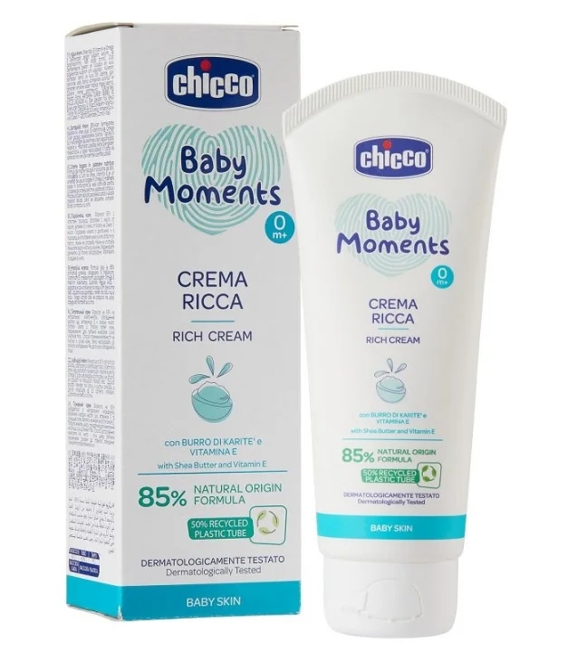 CHICCO Chicco Baby Moments Crema Rica 100 ml con manteca de karité y vitamina E