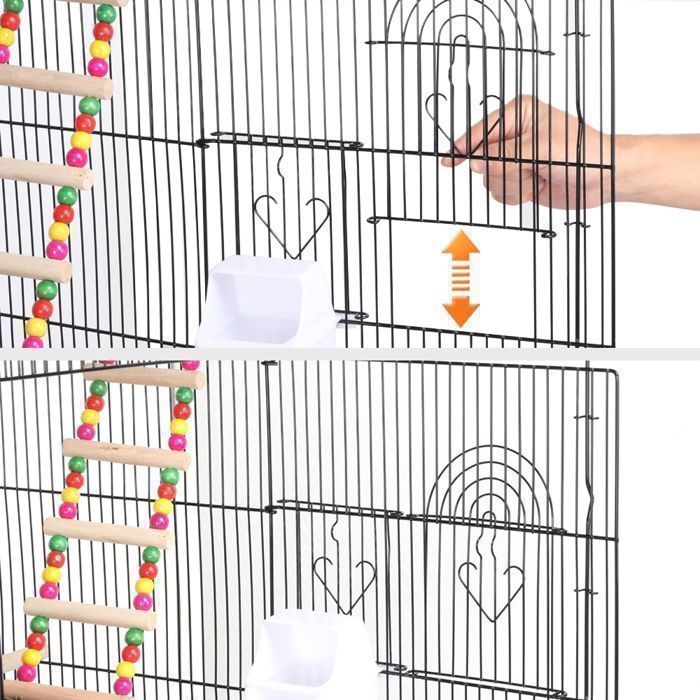 Jaula para pájaros YAHEETECH de 99 cm de metal negro con 4 comederos y accesorios.