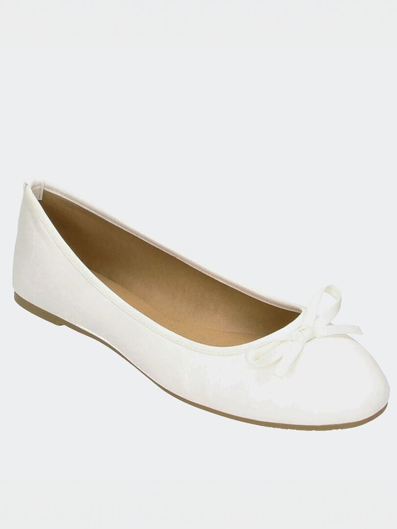Ballerina's met strik met patroon - WIT