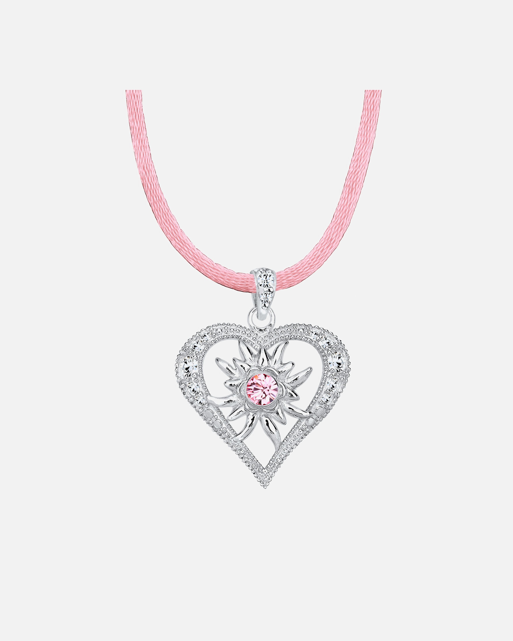 Elli Femmes cœur édelweiss avec cristaux en argent sterling 925