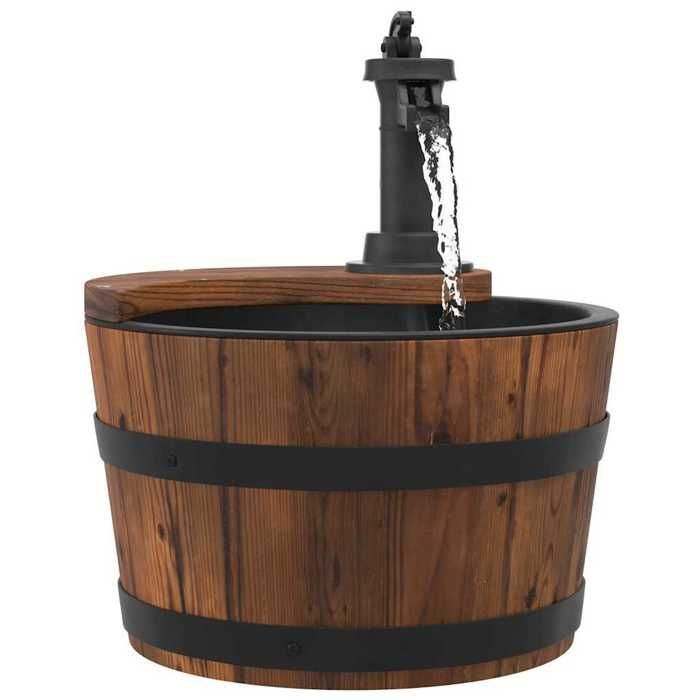 vidaXL Fontaine à eau avec pompe 28x28x34,5 cm Bois de sapin massif, jeu d'eau, fontaine, fontaine d'eau de jardin, jeu 363334
