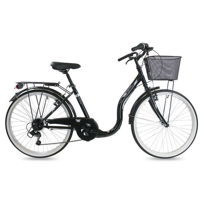 Vélo Ville 26'' City - 6 Vitesses - poignée tournante - dérailleur Shimano T21 - cadre emjambement bas - équipement City complet