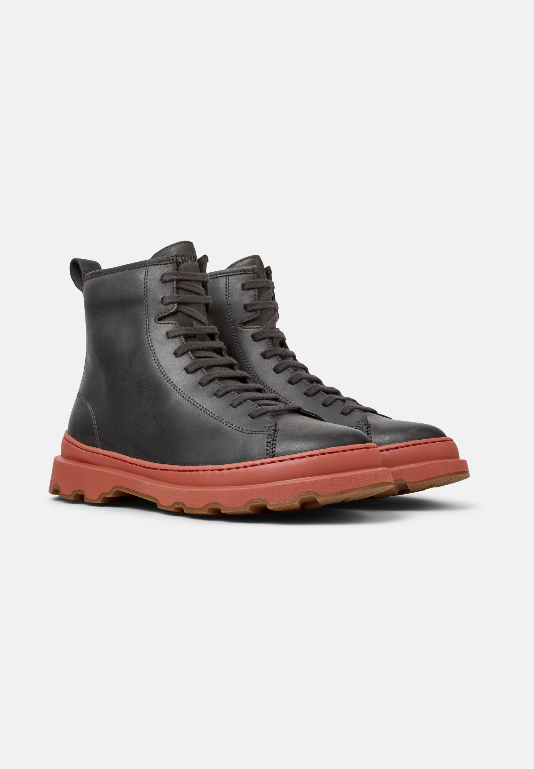 Camper BRUTUS - Enkellaarsjes met vetersluiting - crazyhorse meteor/brutus geummiel