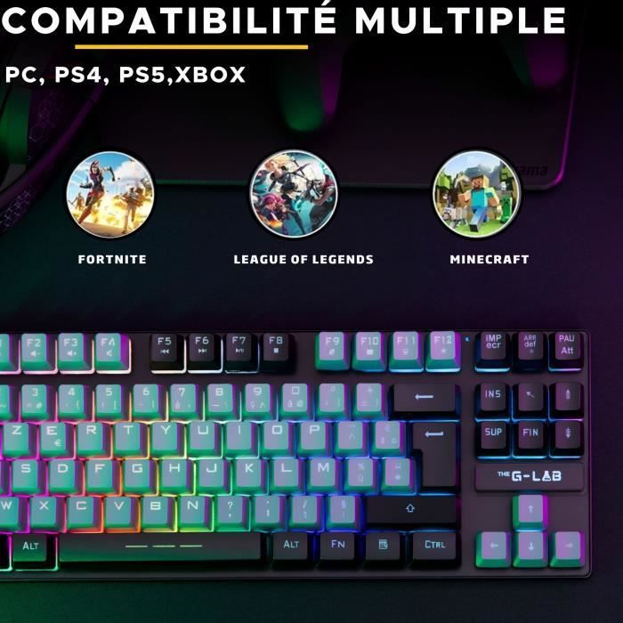 Gamingtoetsenbord - The G-Lab - KEYZ CAESIUM - RGB - Grijs & Zwart - TKL