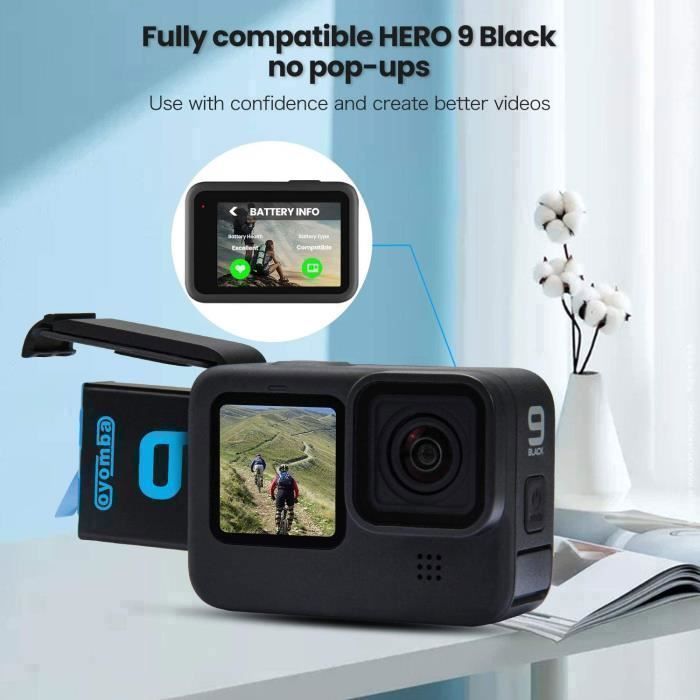 Μπαταρίες Hero 9/10/11, 2 τεμάχια και φορτιστής 3 καναλιών, συμβατές με GoPro Hero 9 Black, GoPro Hero 10 Black, GoPro Hero 11/12 Black