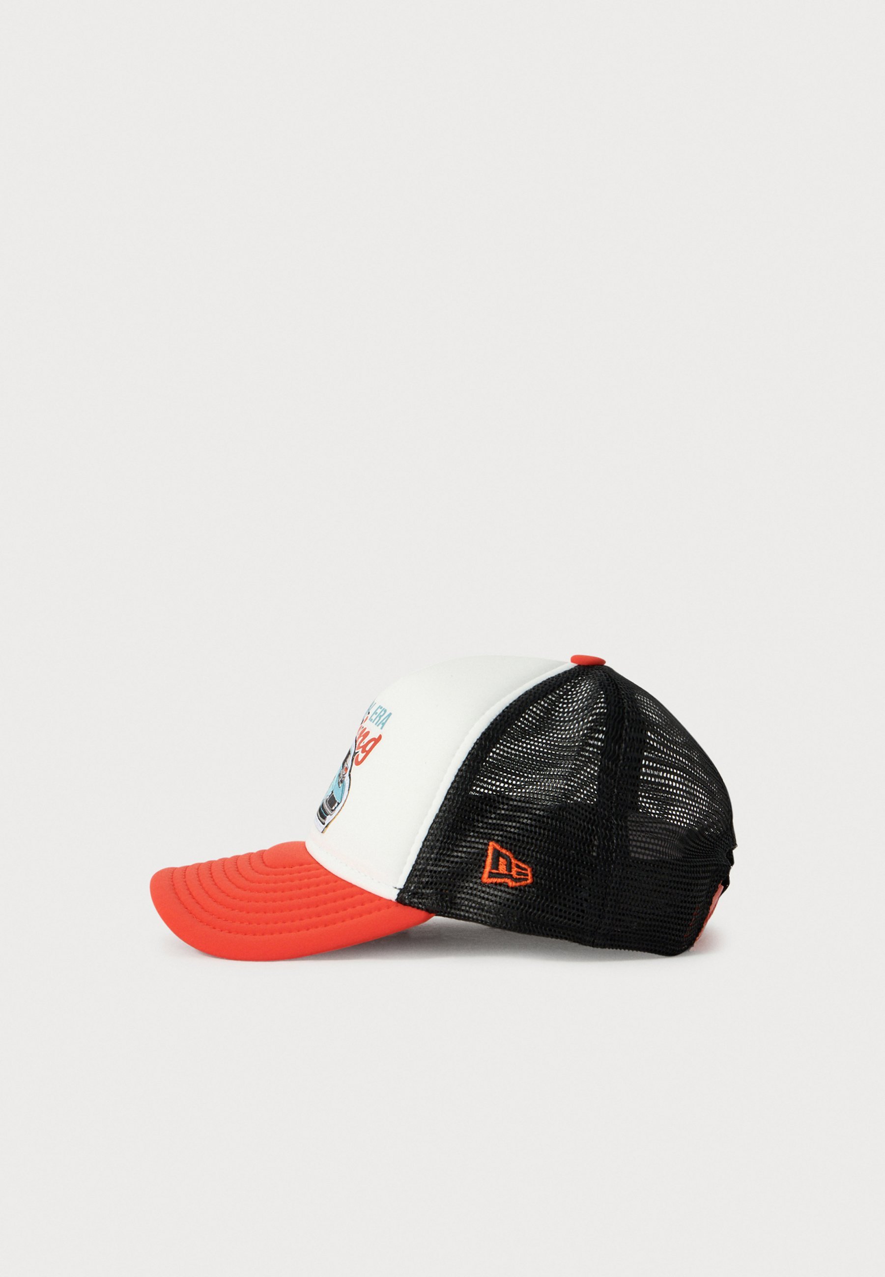 New Era Trucker Unisex-Cap – weiß/orange/dunkelblau