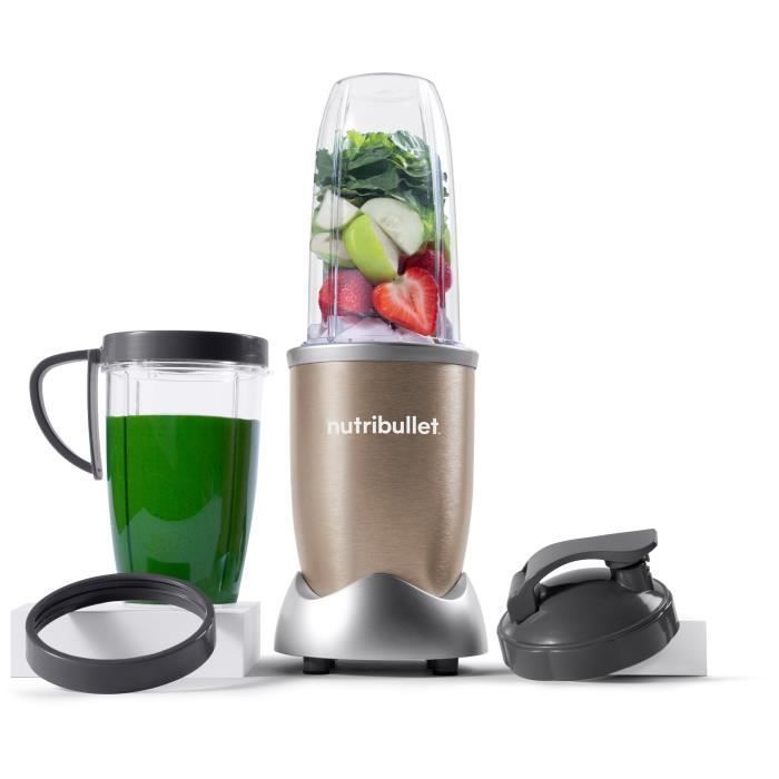 Blender personnel - NUTRIBULLET Pro 900 - NB907CP - 900W - 2 tasses + 2 couvercles + anneau - Doré