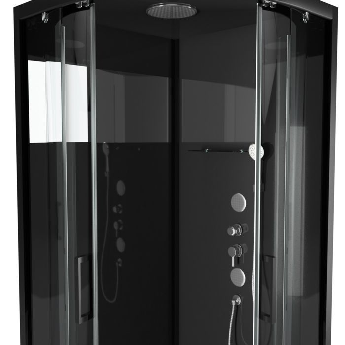 Mampara de ducha redonda Black Mirror 2 - Negra - 90 x 90 x 220 cm