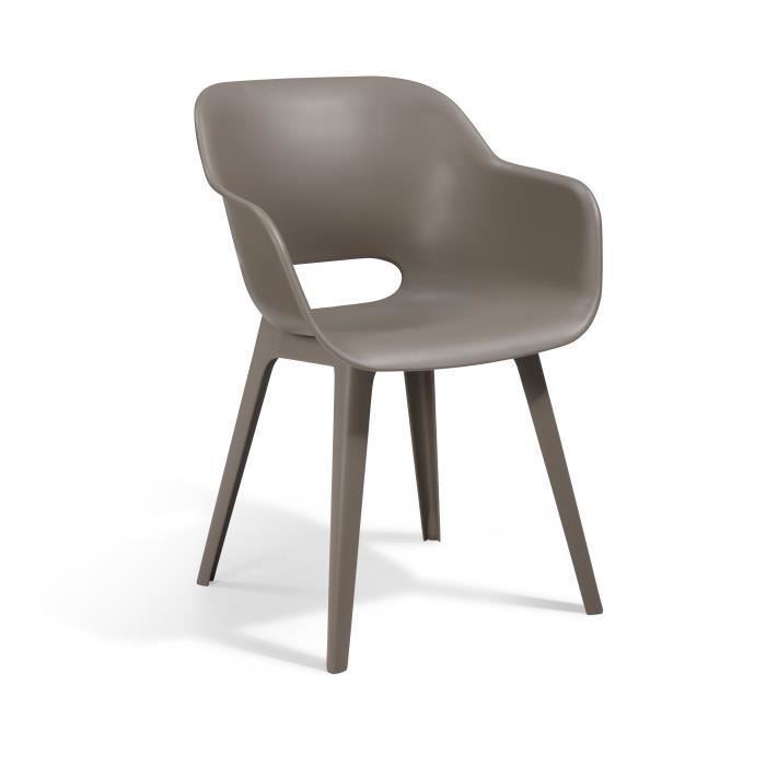 Mesa ALLIBERT GARDEN LIMA 160x100cm - Blanca + 6 sillas AKOLA Cappuccino - Resina