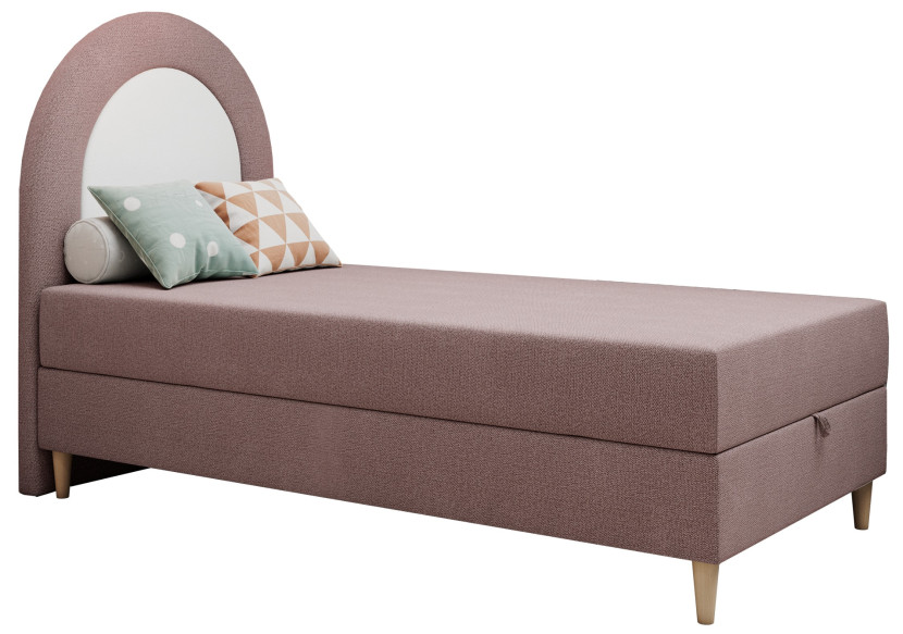 Łóżko młodzieżowe NEST 90x180 - H3 - Różowy, struktura - Topper T25