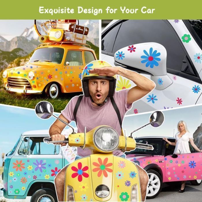 90 pegatinas para coche, pegatinas de flores de vinilo para decoración exterior de vehículos.