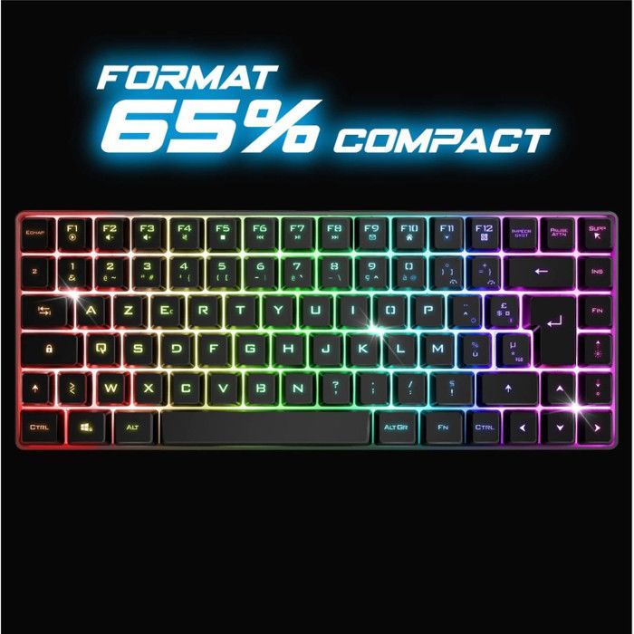 Clavier Gamer - SPIRIT OF GAMER - ELITE K70 - Sans Fil RGB - TKL Compact 65% - 85 Touches Semi-Mécaniques