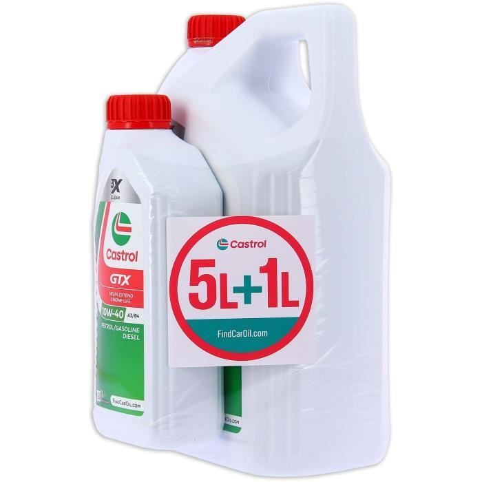 Aceite de motor - CASTROL GTX - 10W-40 A3/B4 - 5L+1L - Oferta especial