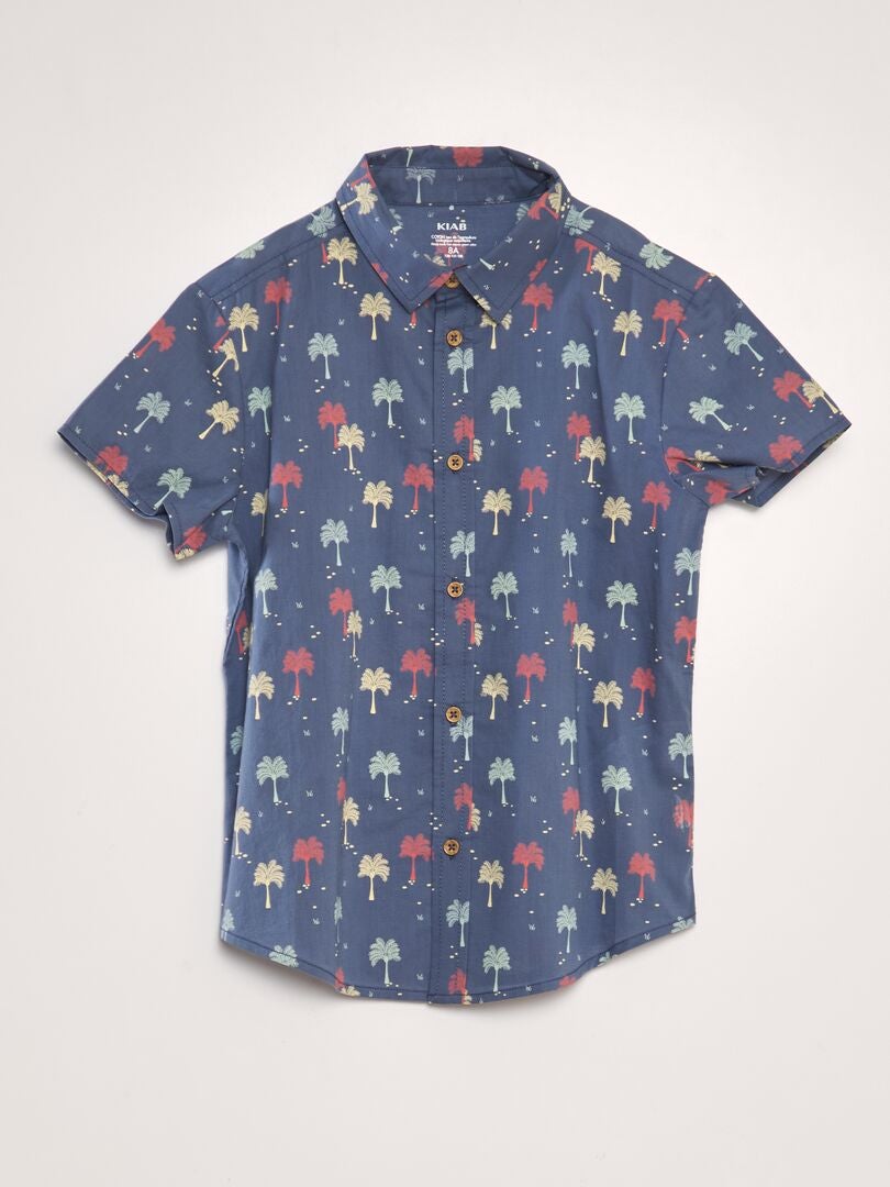 Camisa de manga corta con estampado - AZUL