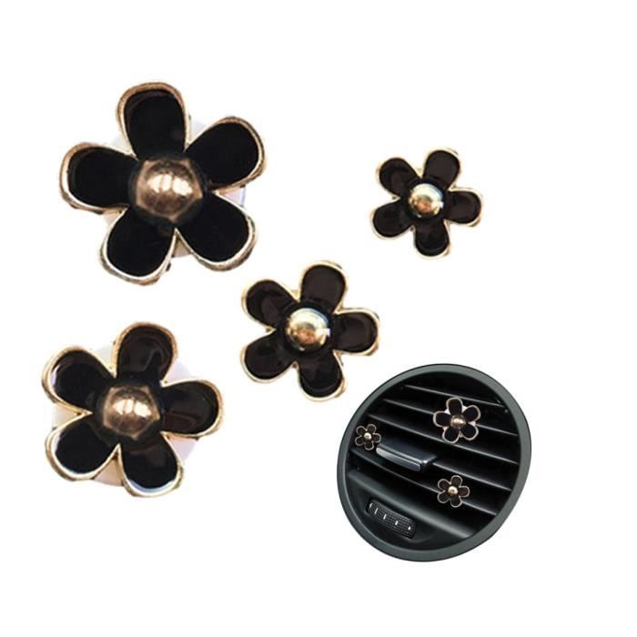 Air Freshener Vent Clips - 4 Car Clips with Cute Flower Charm for Car Air Conditioner, Colorful Decorations