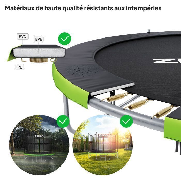 Cama elástica de jardim Zipro Jump Pro com rede de segurança e escada - 496 cm