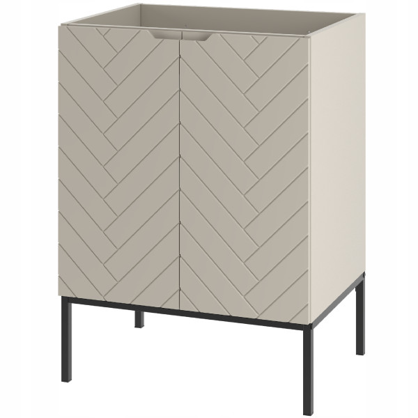 Kaszmirowa ryflowana szafka pod umywalkę 60 cm ASPEN-09-CAS czarne nóżki