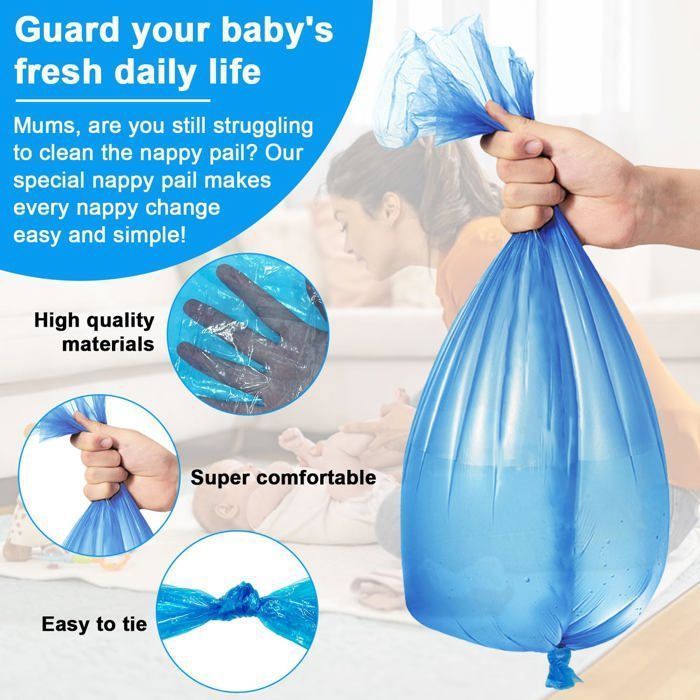 10 Films Recharge Poubelle Couches Bébé, Compatible Angelcare Tommee Tippee, Grande Capacité Sacs à Déchets Bébé Cuneary