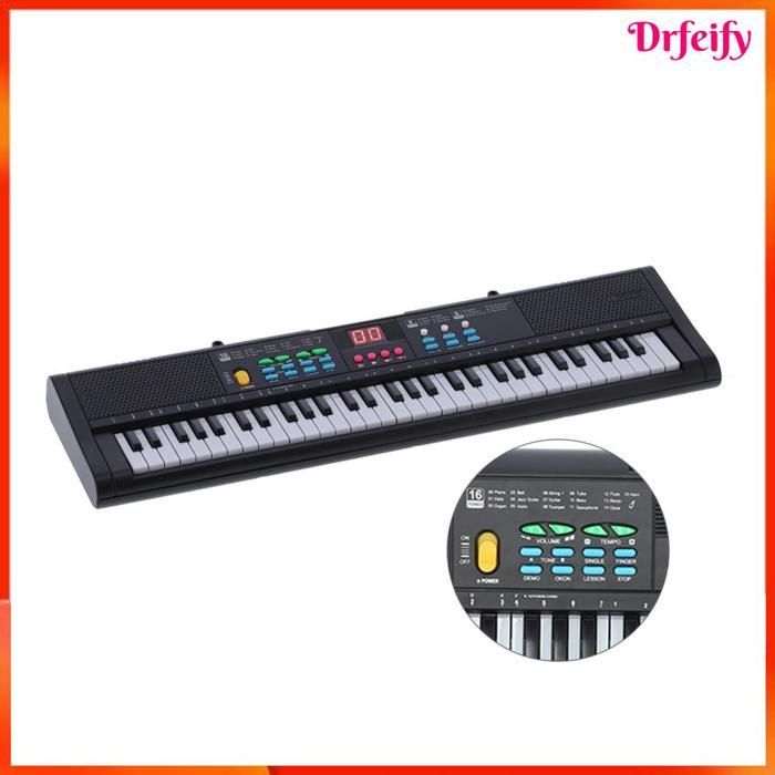 Teclado de piano de plástico, instrumento digital de 61 teclas con micrófono, canciones de demostración y volumen ajustable.