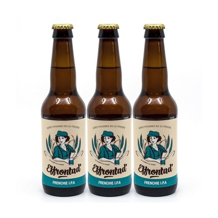 Lot de 3 Bières Blanches Artisanales Frenchie IPA Brasserie Effrontad' BIO 33cl