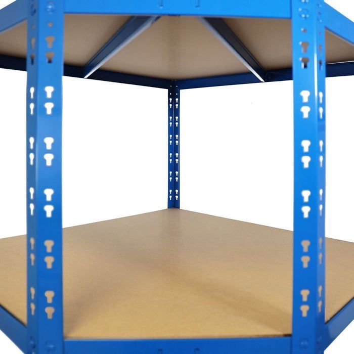 Estantería esquinera, estante resistente, azul, 5 niveles, 180 x 90 x 42 x 60 cm | Carga máxima: 875 kg