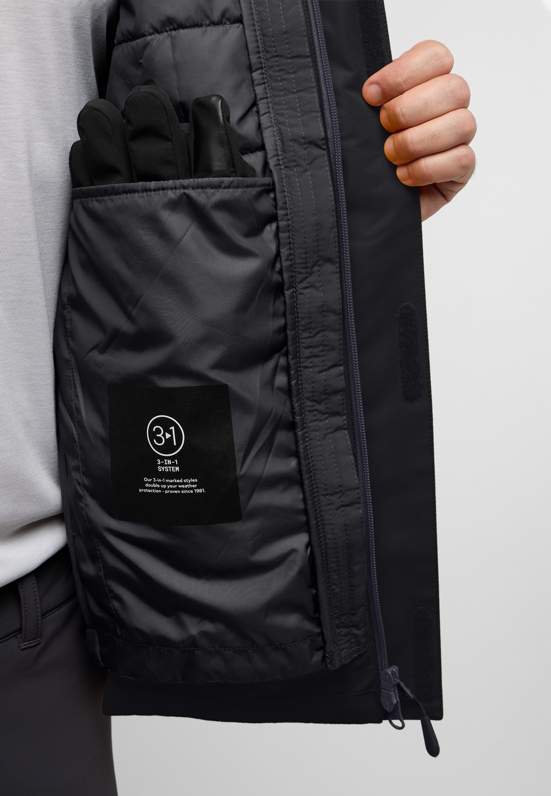 Jack Wolfskin JASPER 3-in-1 - Waterdichte jas - zwart