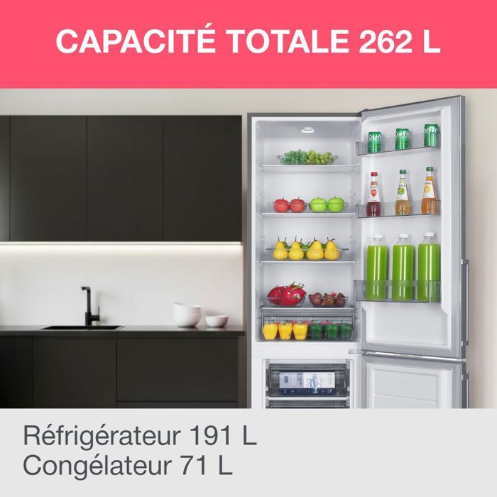 Combi refrigerator - OCEANIC - OCEAFC262STDS - 262 L - Energy Class D - 55 x 56 x 180 cm - Silver