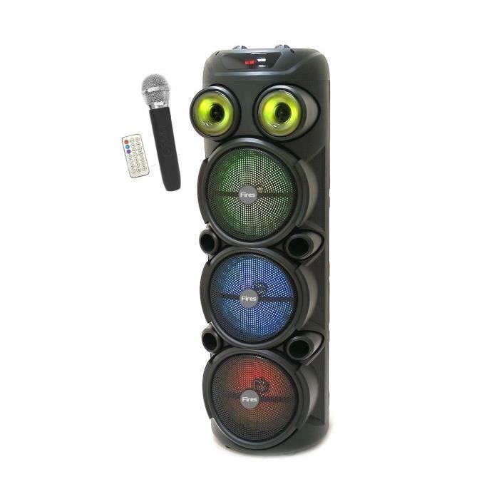 Enceinte karaoké lumineuse - INOVALLEY - KA129-XXL - Bluetooth V5.0 - 90 cm - 1000 W - Haut-parleurs 3 x 8'' - Micro sans fil inclus