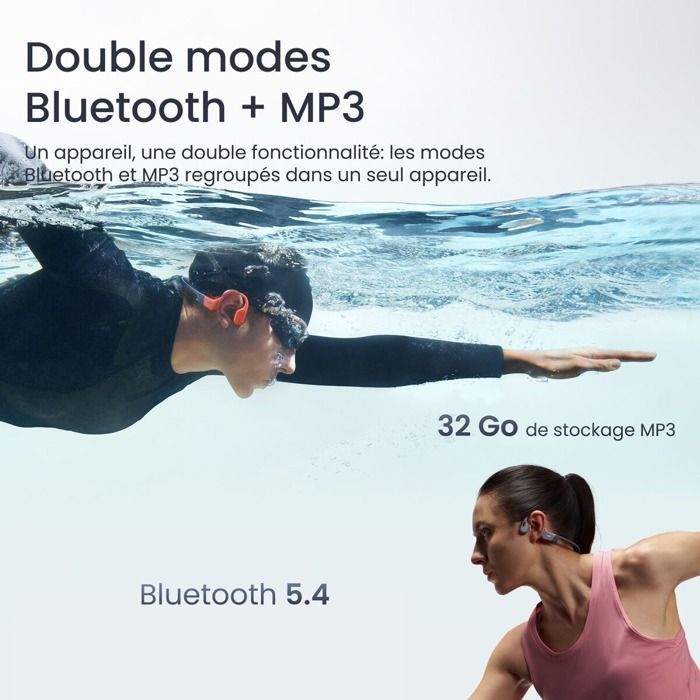 Auriculares de conducción ósea Shokz OpenSwim Pro grises con carga inalámbrica