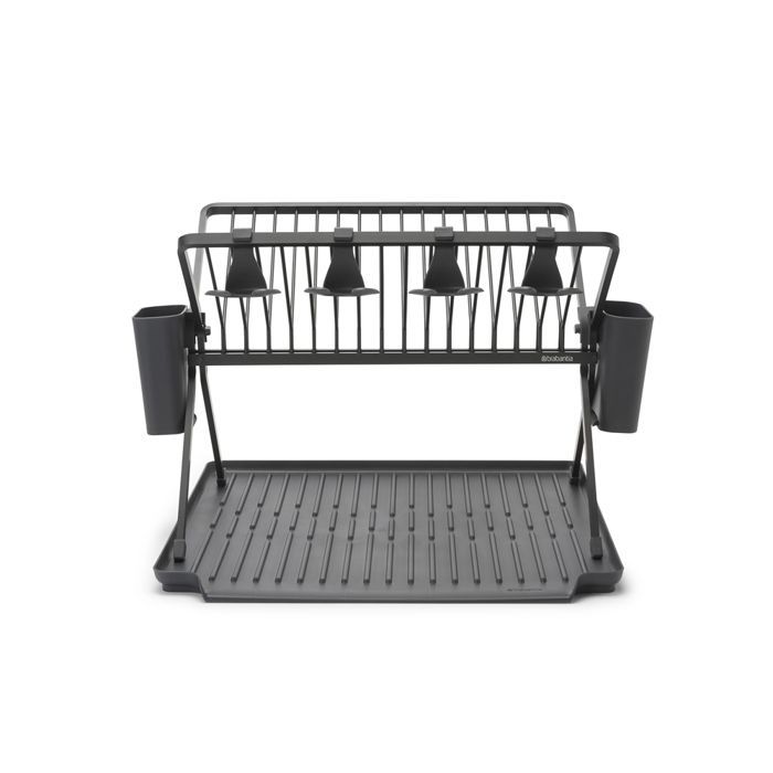 Escurridor de platos plegable grande, gris oscuro - Brabantia