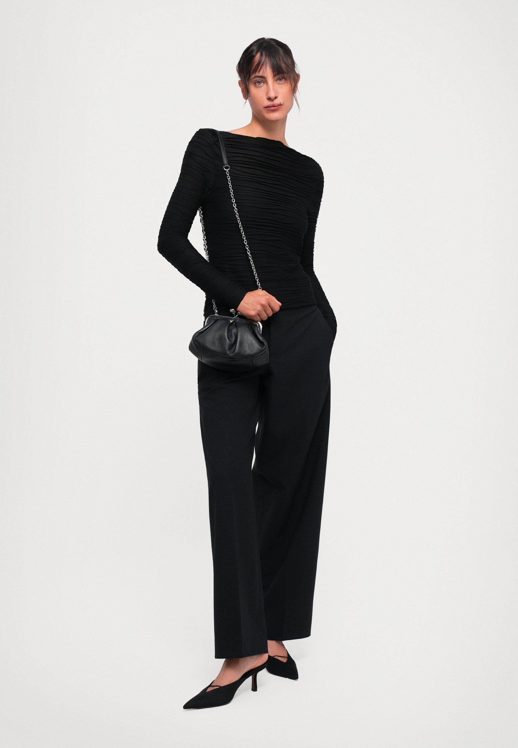 Proenza Schouler White Label PALOMA TEXTURÉ - Haut à manches longues - noir