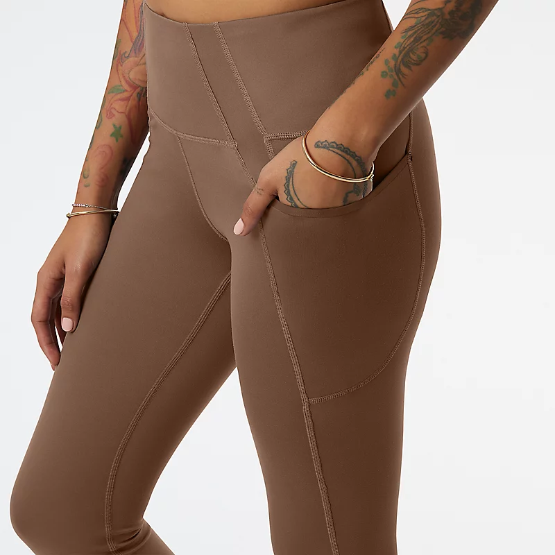 Shape Shield Leggings für Damen, 7/8-Länge, hoher Bund mit Taschen – Dunkelbraun